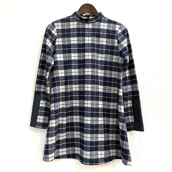 NWT Tyler Boe Plaid Full Sleeve Faux Leather Trim Tunic XS - Picture 6 of 12